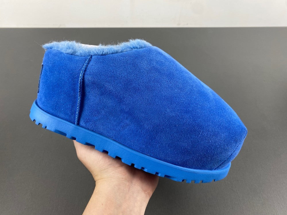 Slides, Blue Colorway, Slip On Design, Wool Detail, Casual Gift for Shoe Lovers