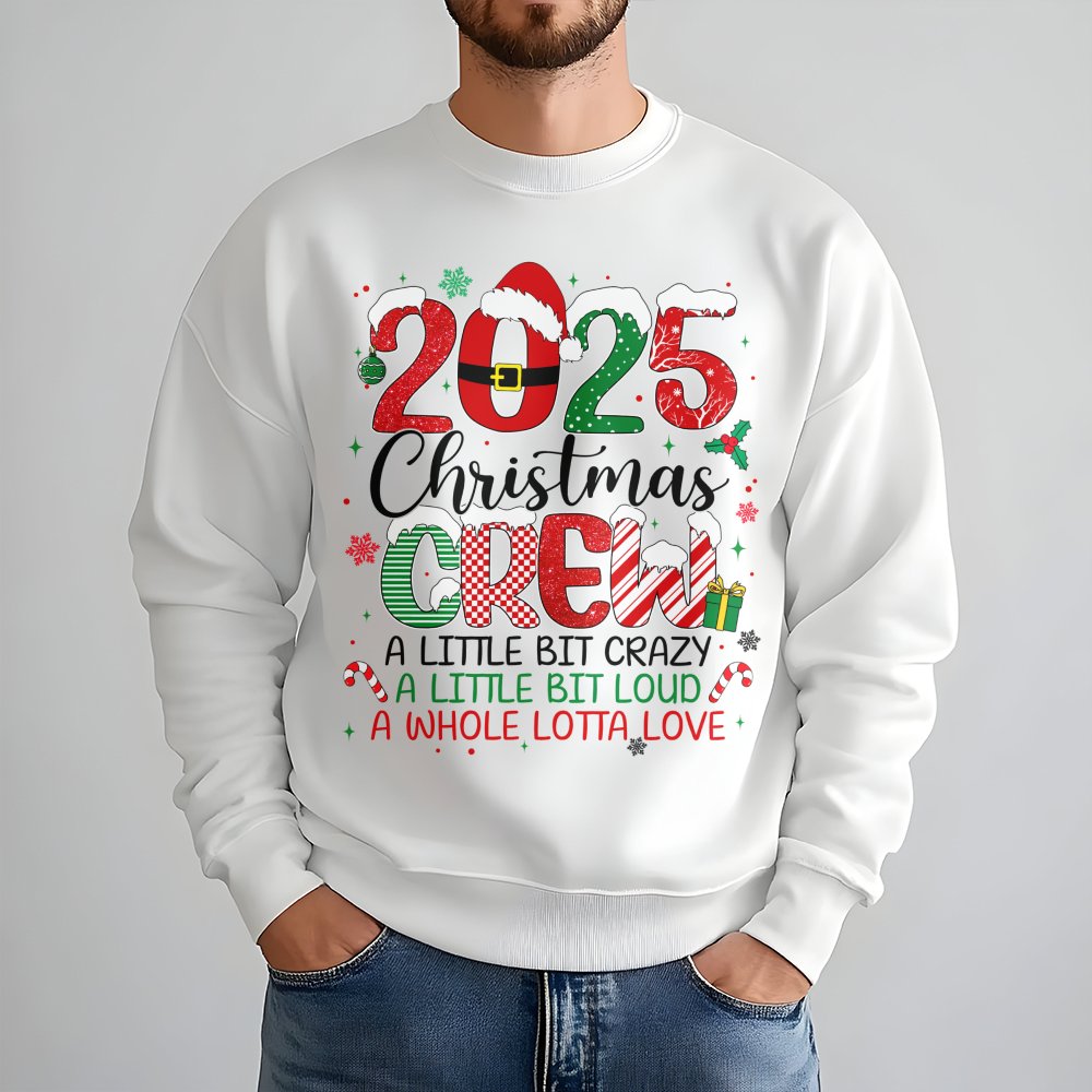 Humorous Family Matching Holiday Sweater, 2025 Christmas Crew Sweatshirt, New Year Xmas Party Crewneck, Festive Holiday Vacat