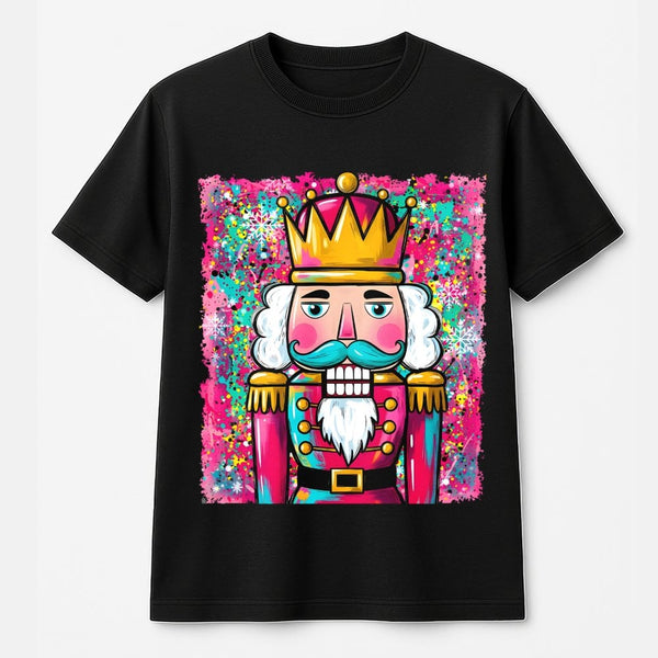 Retro Nutcracker Shirt, Pink Teal Watercolor Nutcracker Christmas T-Shirt, Holiday Ballet Graphic Tee, Festive Christmas Nutc