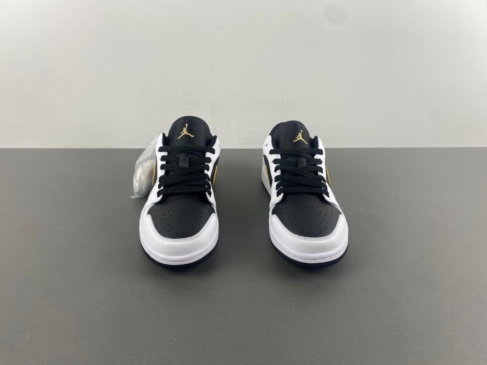 Low Top Sneakers, White Black Gold Colorway, Lace Up Design, Casual Gift for Sneaker Fans