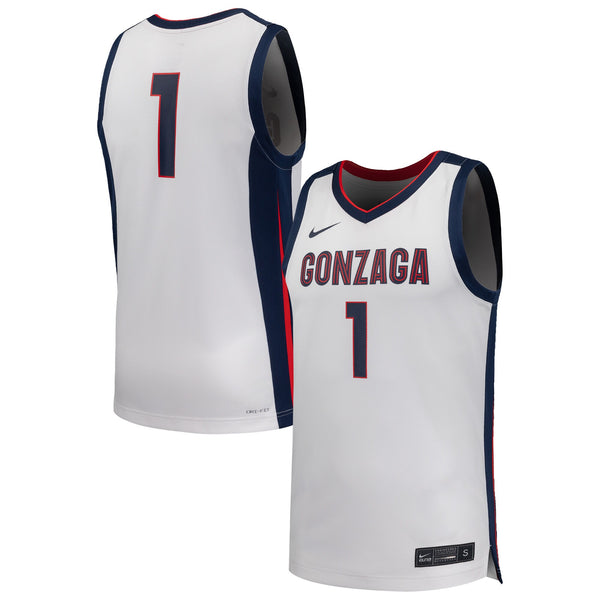 #1 White Gonzaga Bulldogs Replica Basketball Jersey