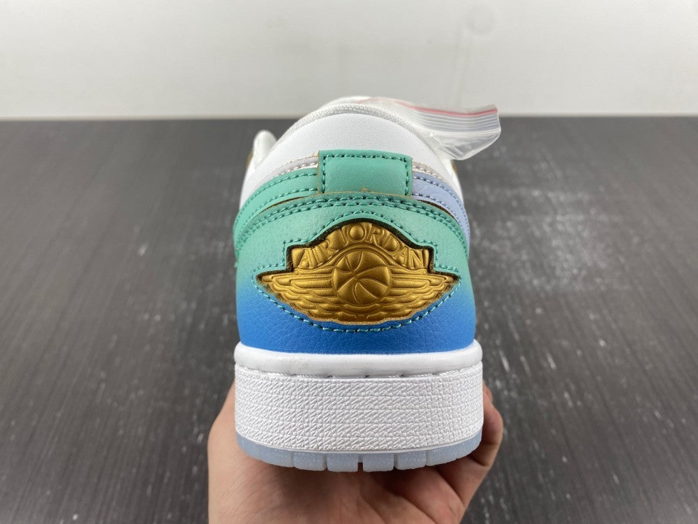 Low Top Sneakers, Blue White Colorway, Gradient Colorway, Lace Up Design, Casual Gift for Sneaker Fans