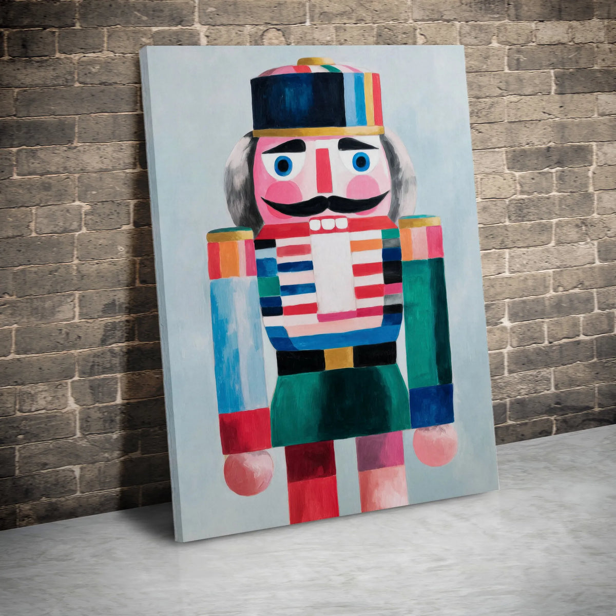 Colorful Modern Abstract Christmas Canvas Print, Nutcracker Wall Art, Holiday Festive Canvas Wall Decor, Seasonal Winter Art 