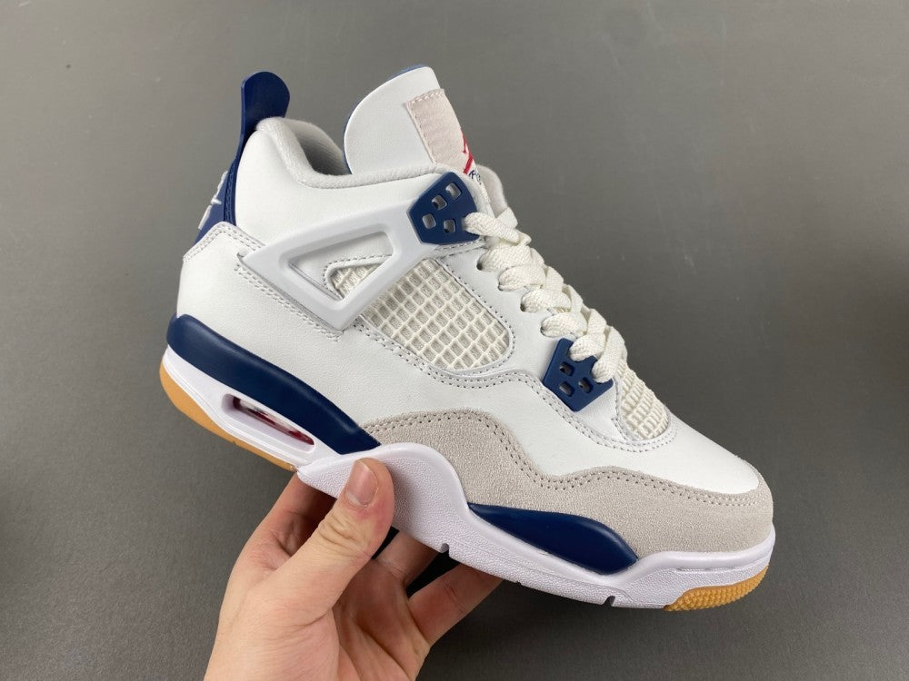 Low Top Sneakers, Blue White Gray Navy Colorway, Leather Footwear, Lace Up Design, Casual Gift for Sneaker Fans