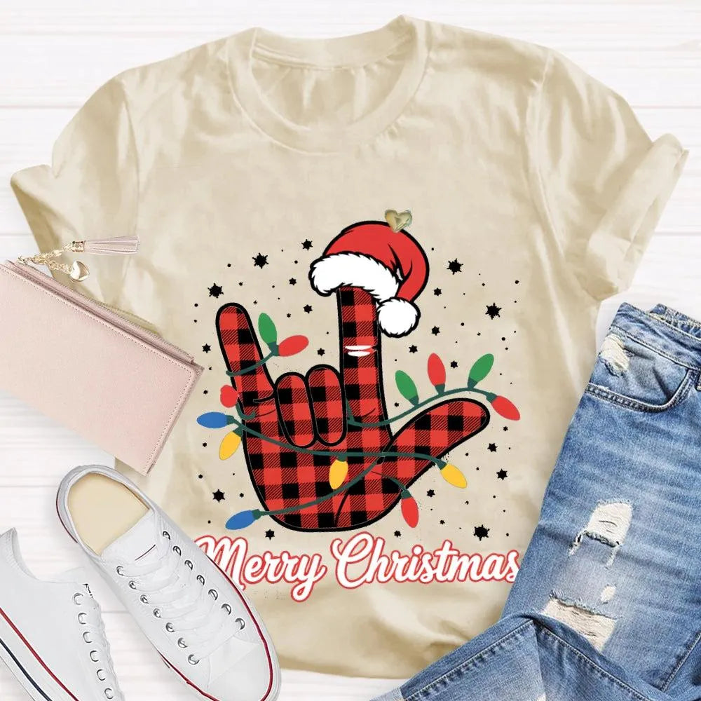 Festive Holiday Lights Shirt, Christmas Santa Hats and Lights T-Shirt, Adorable Xmas Graphic Tee, Comfy Winter Holiday Shirt,