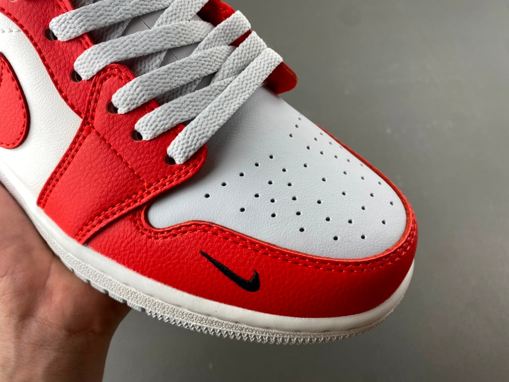Low Top Sneakers, White Black Red Colorway, Lace Up Design, Casual Gift for Sneaker Fans