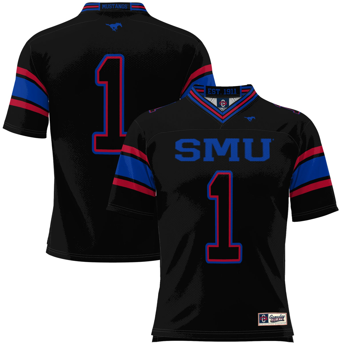 #1 SMU Mustangs GameDay Greats Endzone Football Jersey - Black