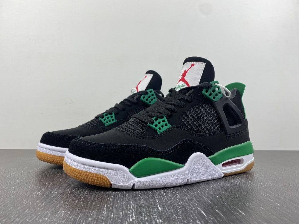 Sneakers, Black Green Colorway, Leather Footwear, Lace Up Design, Casual Gift for Sneaker Fans