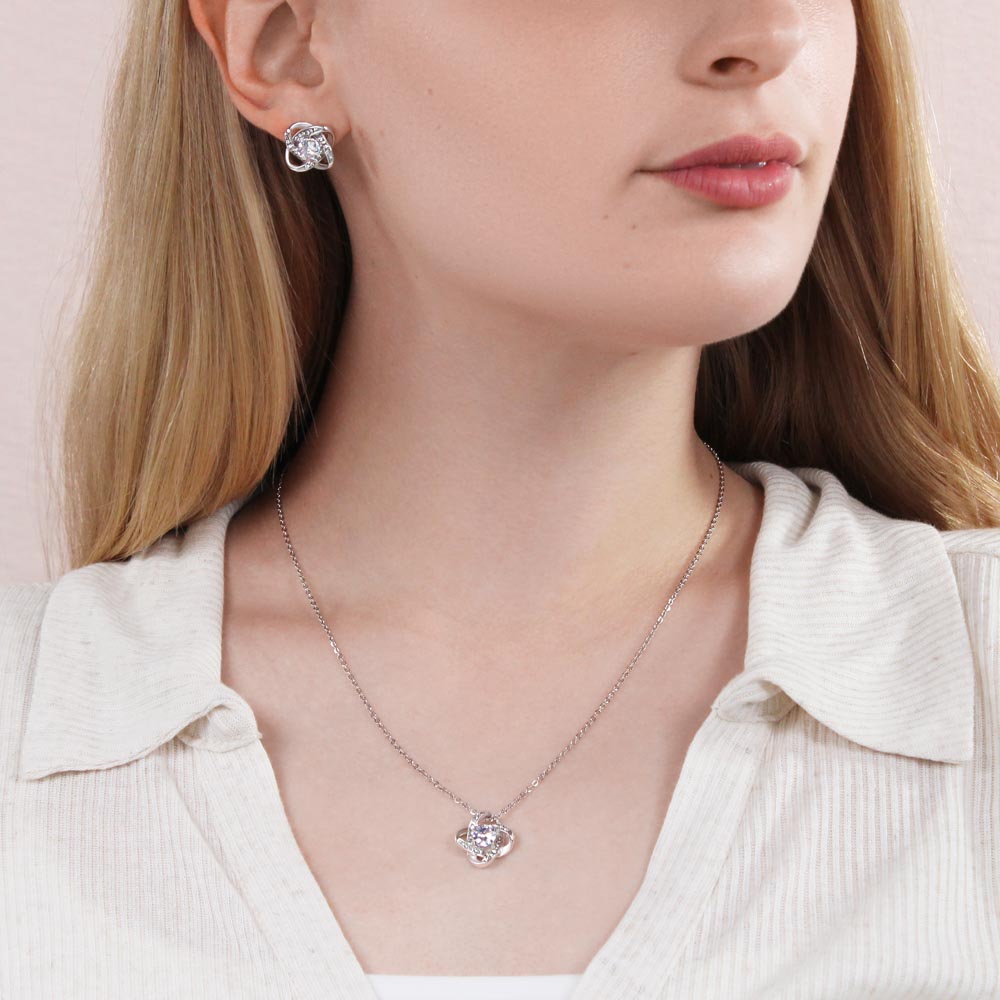 Sister in Law Love Knot Necklace, Sister-in-Law Love Knot Jewelry Set, Love Knot Earrings, Birthday Present for Her, Holiday 