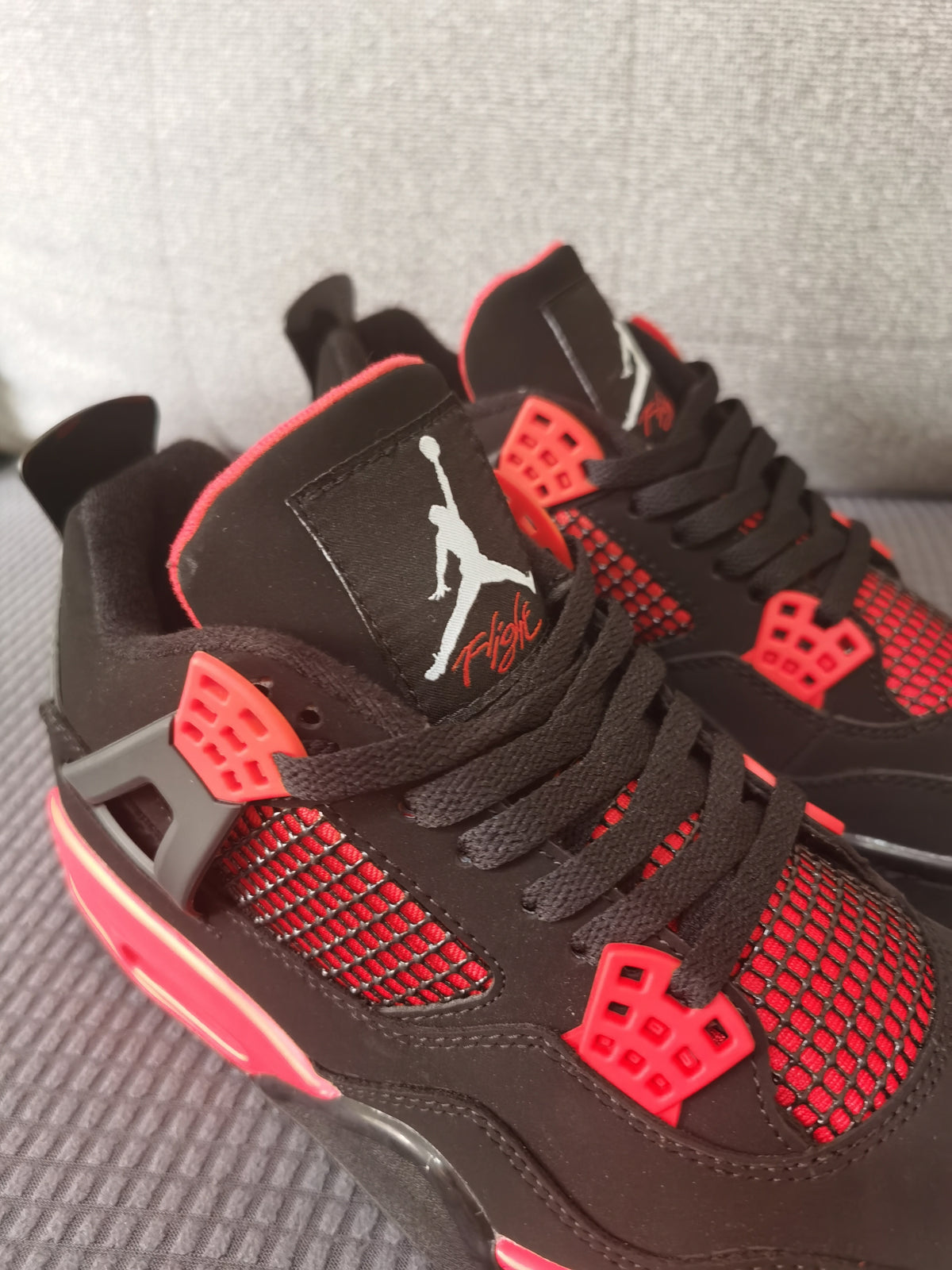 Retro Sneakers, Black Red Colorway, Lace Up Design, Casual Gift for Sneaker Fans