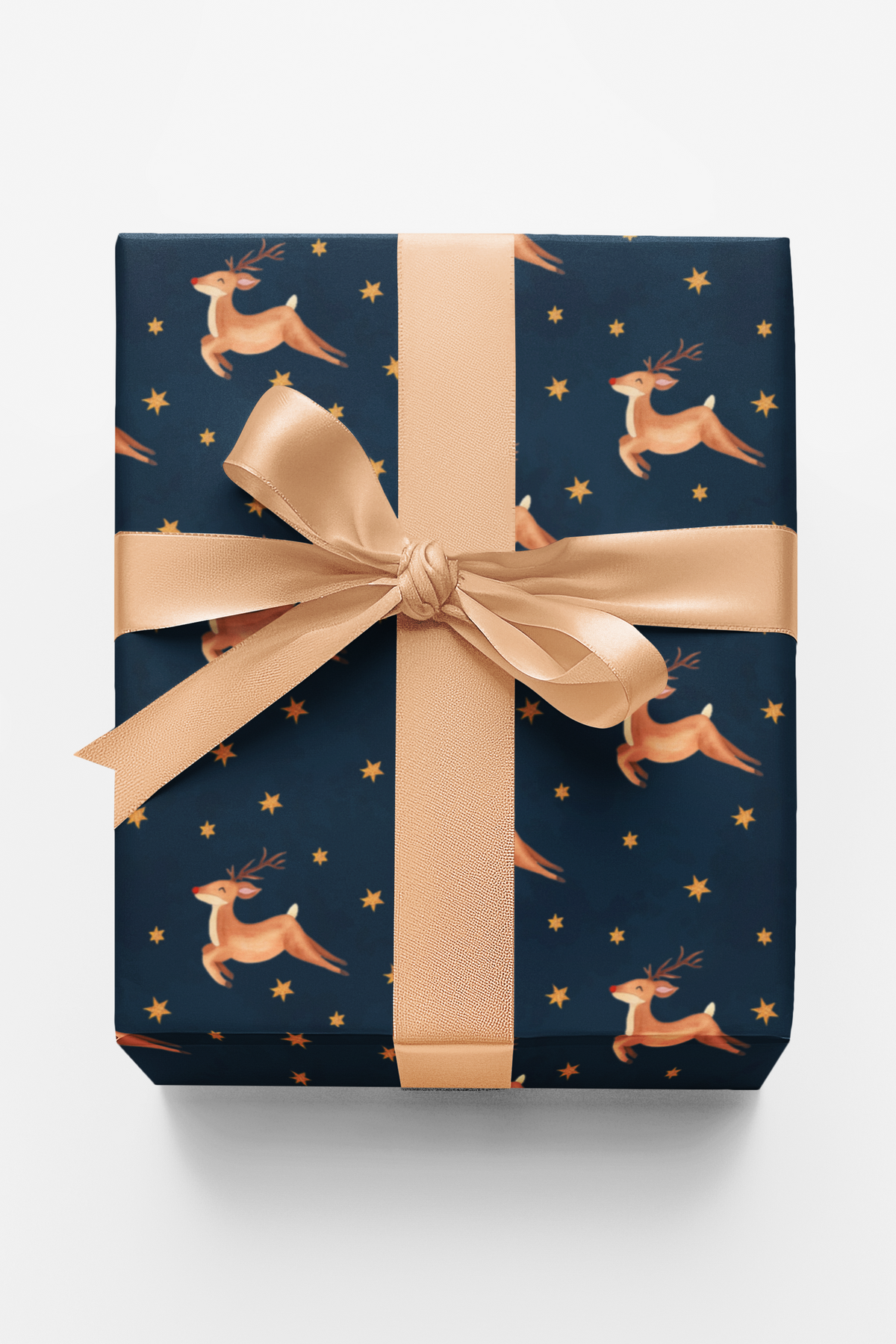 Celestial Christmas Gift Wrap, Starlit Reindeer Wrapping Paper, Navy Blue Holiday Gift Wrapping Paper, Winter Reindeer Flying