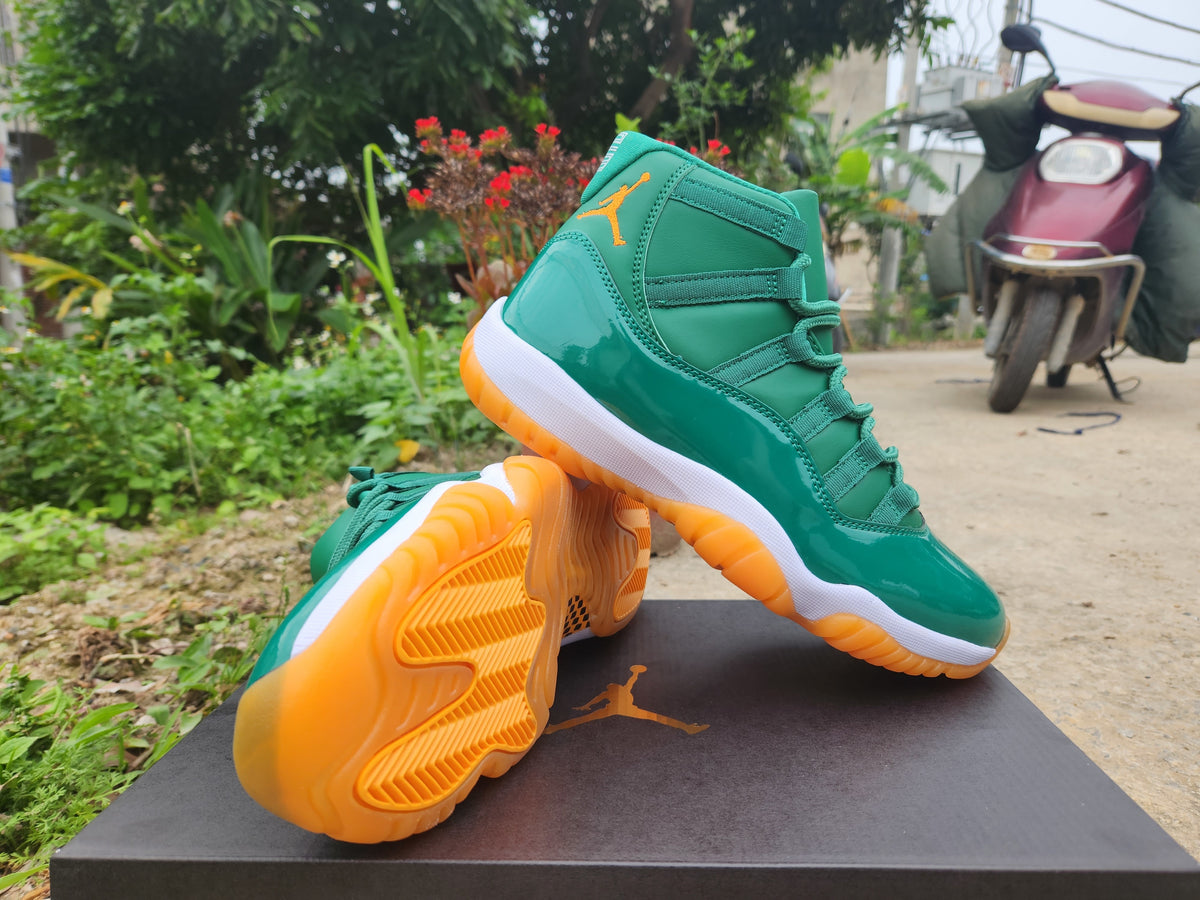 Sneakers, Green Orange Colorway, Lace Up Design, Casual Gift for Sneaker Fans