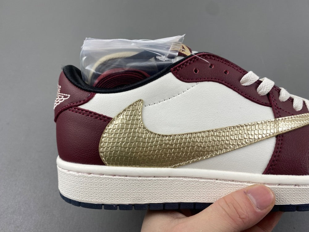 Low Top Sneakers, Burgundy White Gold Colorway, Reverse Hook Design, Lace Up Design, Casual Gift for Sneaker Fans