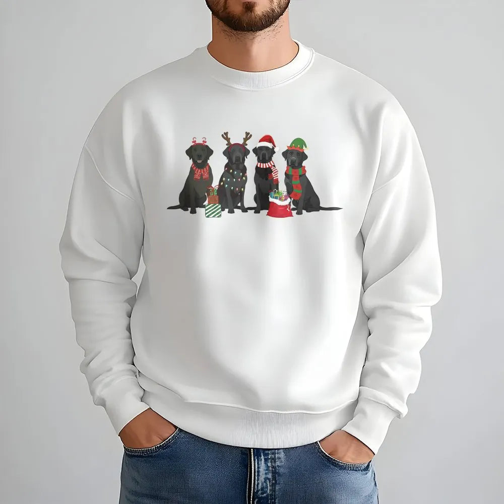 Festive Labrador Retriever Sweatshirt, Christmas Black Lab Sweatshirt, Holiday Dog Lover Sweatshirt, Adorable Xmas Dog Graphi