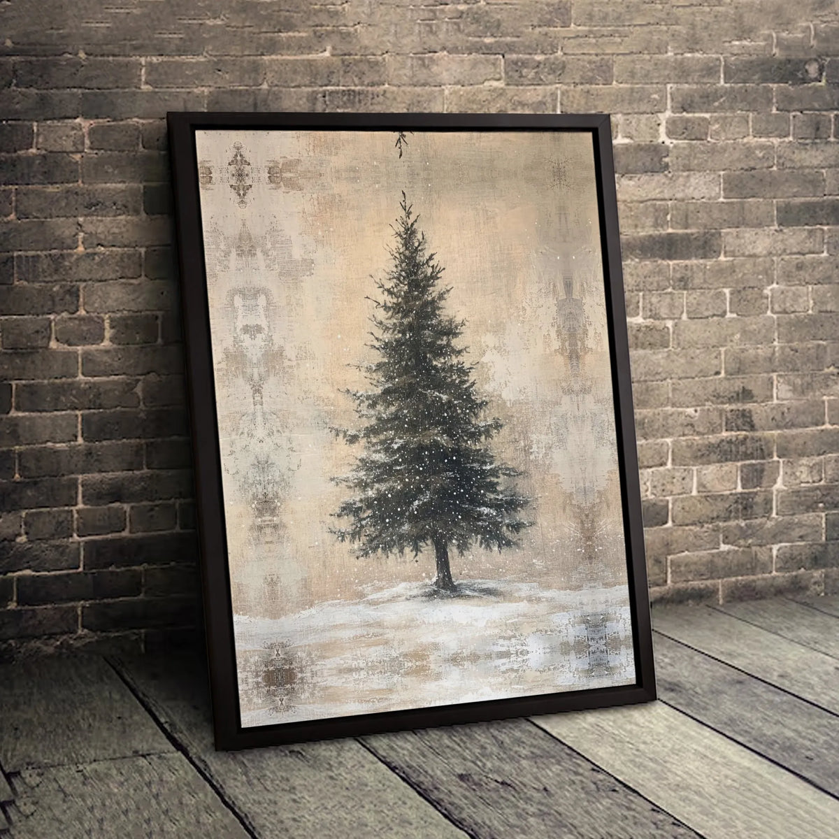 Rustic Winter Landscape Wall Art, Snowy Pine Tree Canvas Print, Christmas Tree Poster, Farmhouse Holiday Decor, Digital Downl