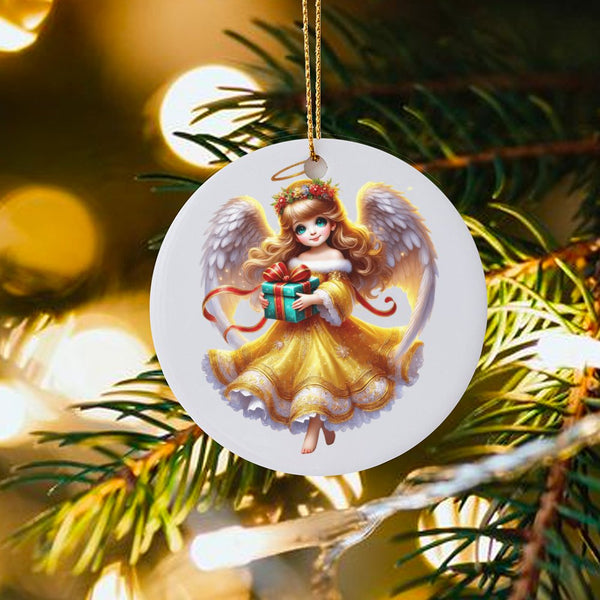Adorable Holiday Fairy Ornament, Christmas Angel Ornament, Ceramic Angel Tree Ornament, Festive Xmas Keepsake, Holiday Presen