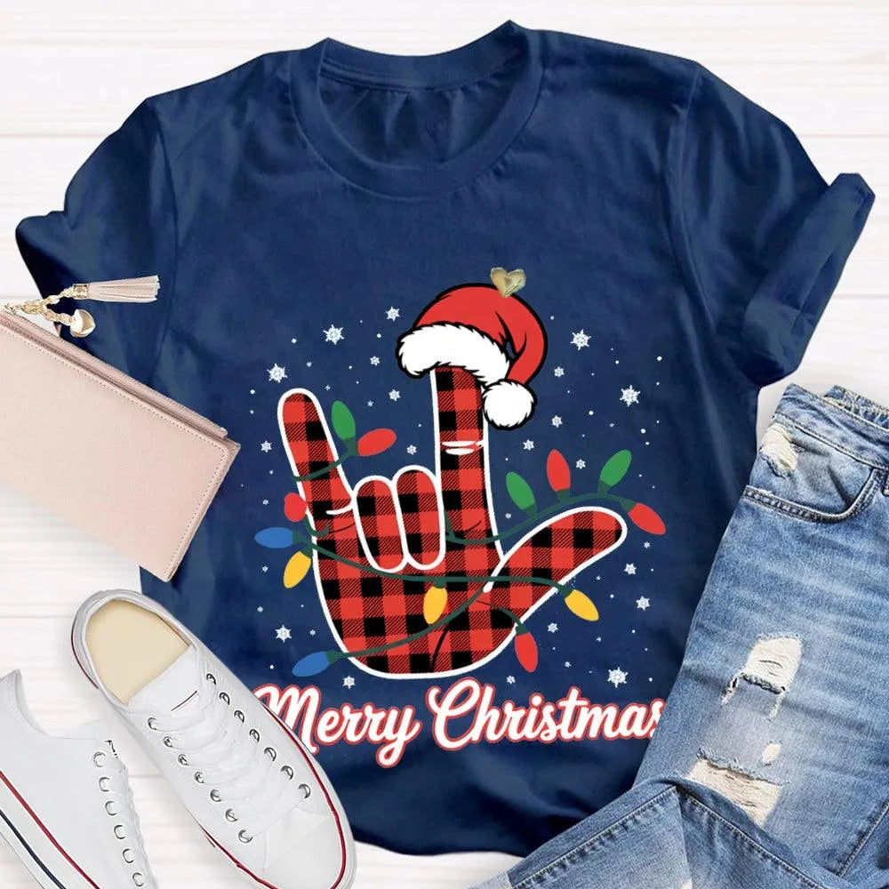Festive Holiday Lights Shirt, Christmas Santa Hats and Lights T-Shirt, Adorable Xmas Graphic Tee, Comfy Winter Holiday Shirt,