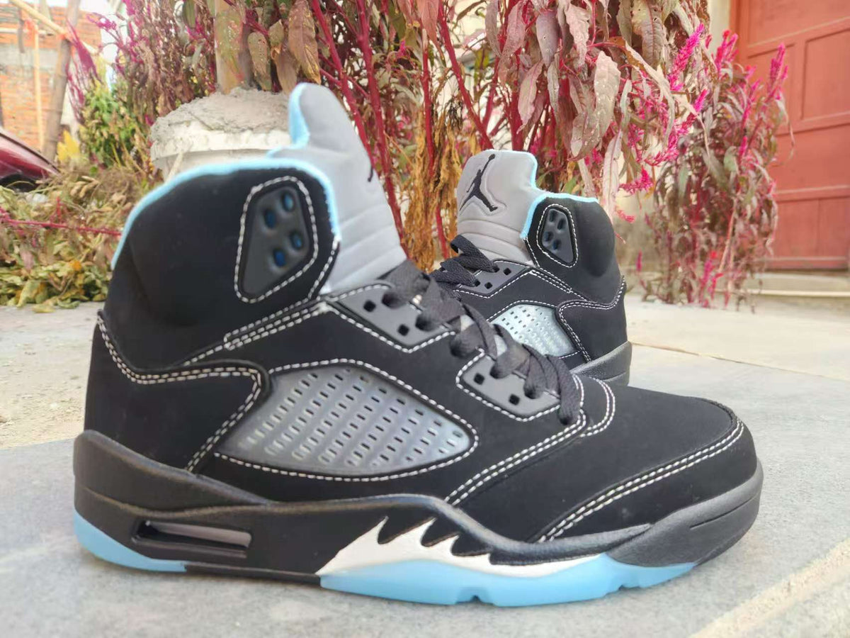 High Top Sneakers, University Blue Black Colorway, Lace Up Design, Casual Gift for Sneaker Fans