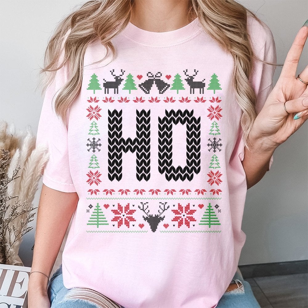 Ugly Christmas Graphic T-Shirt, Humorous Ho Ho Ho Christmas T-Shirt, Matching Holiday T-Shirt, Humorous Xmas Party Shirt, Fes