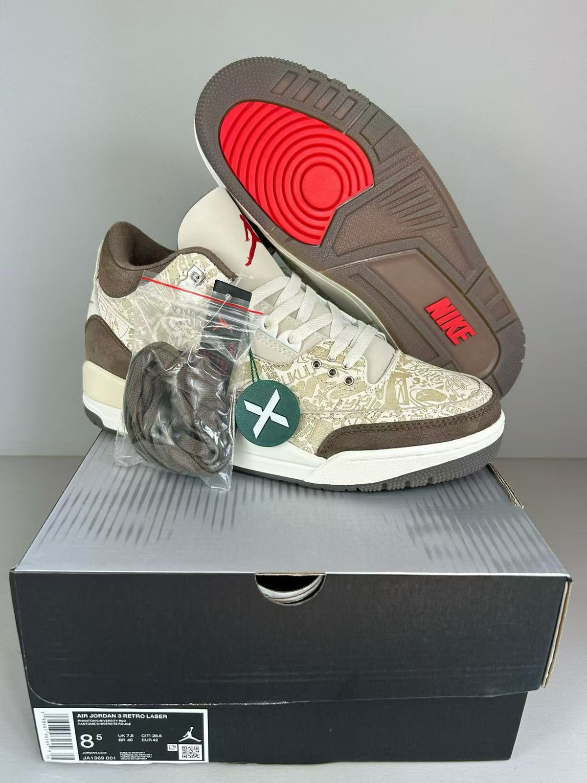 Low Top Sneakers, Beige Brown Colorway, Lace Up Design, Casual Gift for Sneaker Fans