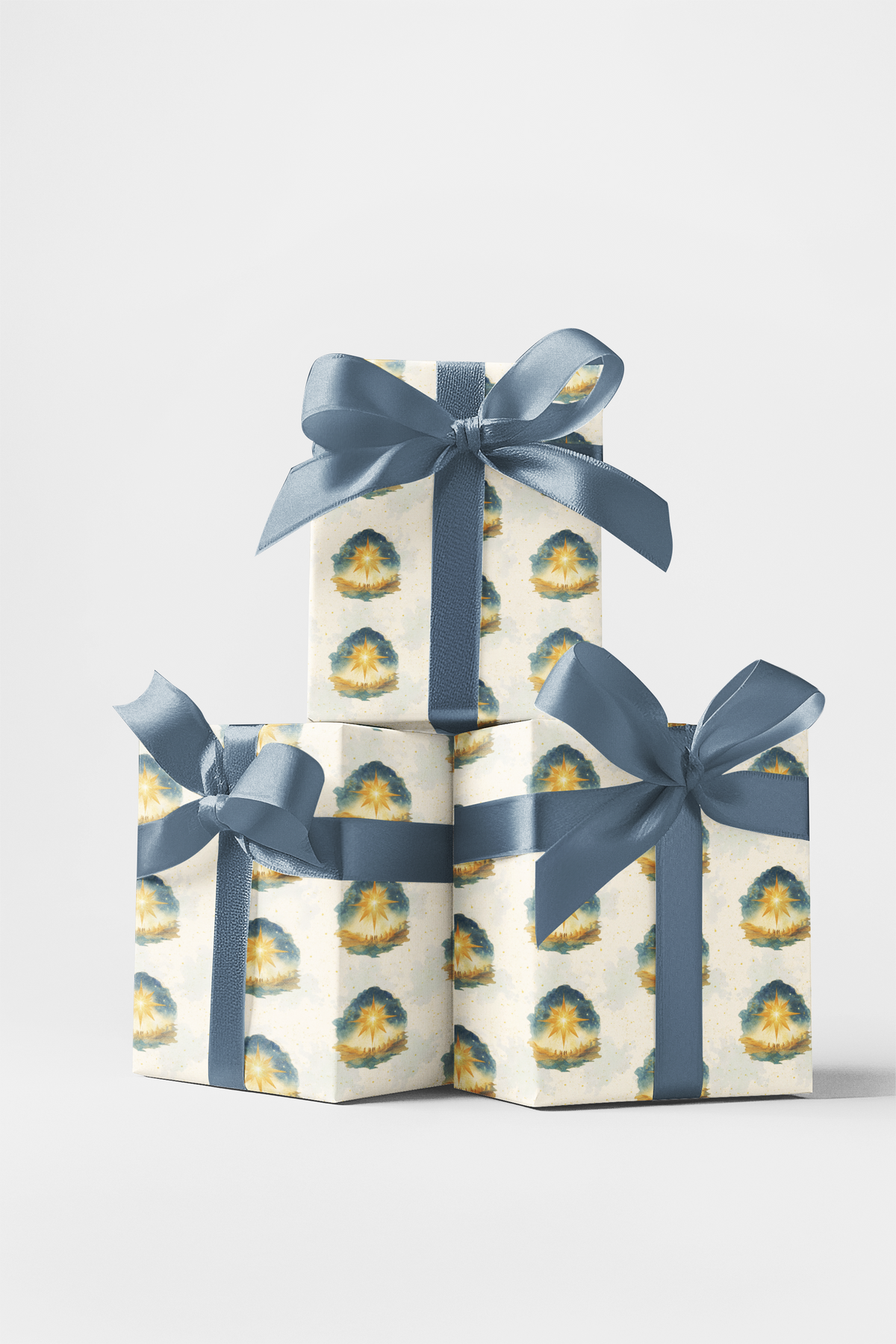 Religious Christmas Gift Wrap, Star of Bethlehem Wrapping Paper, Christian Holiday Wrapping Paper, Faith Christmas Gift Wrap 