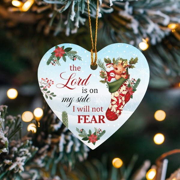 Christian Bible Verse Ceramic Keepsake, The Lord Is on My Side Heart Ornament, Religious Christmas Ornament, Faith Tree Ornam