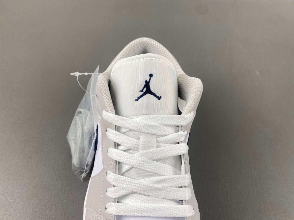 Low Top Sneakers, Blue White Gray Colorway, Lace Up Design, Casual Gift for Sneaker Fans