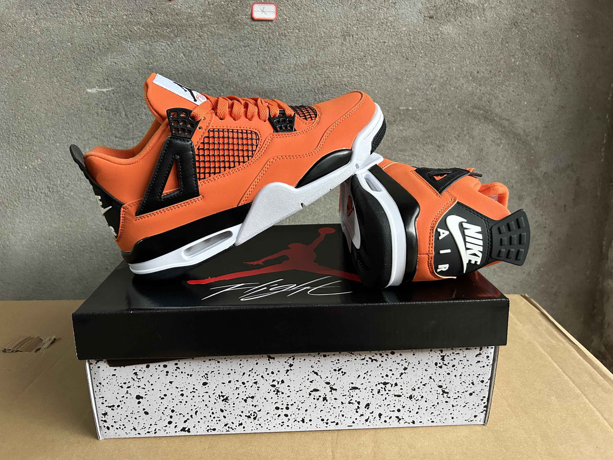 Mid Top Sneakers, Orange Black Colorway, Lace Up Design, Casual Gift for Sneaker Fans