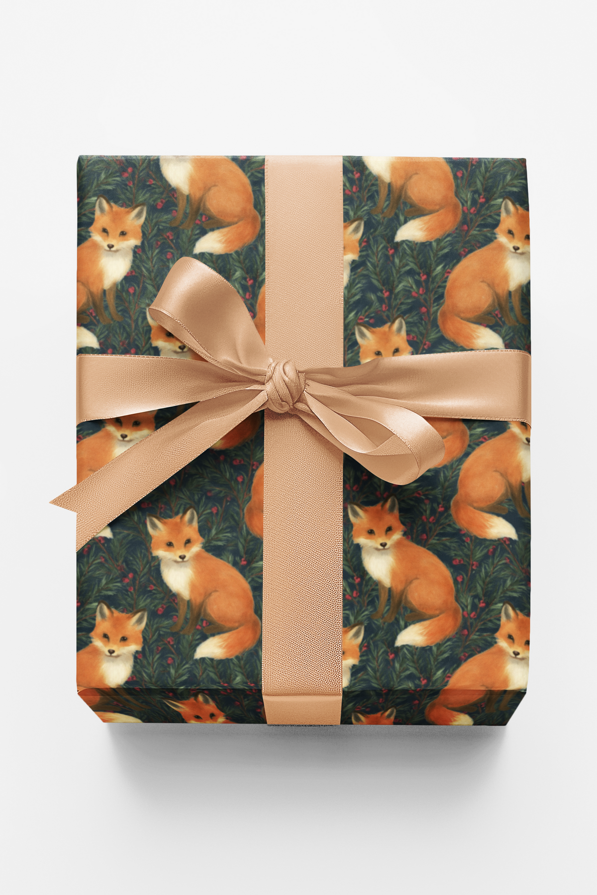 Rustic Pine Forest Gift Wrap, Woodland Fox Wrapping Paper, Winter Fox Christmas Paper, Nature Lover Animal Wrapping Paper, Ho