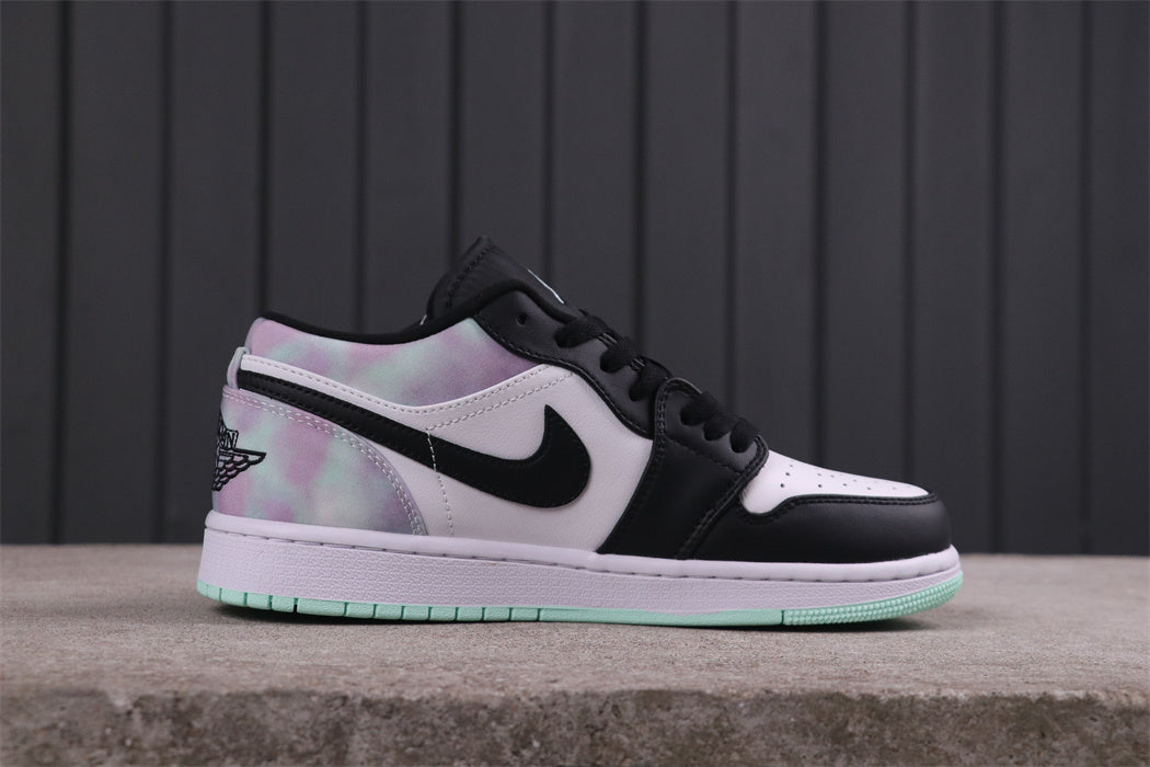 Low Top Sneakers, Black Green Colorway, Tie Dye Pattern, Gradient Colorway, Lace Up Design, Casual Gift for Sneaker Fans