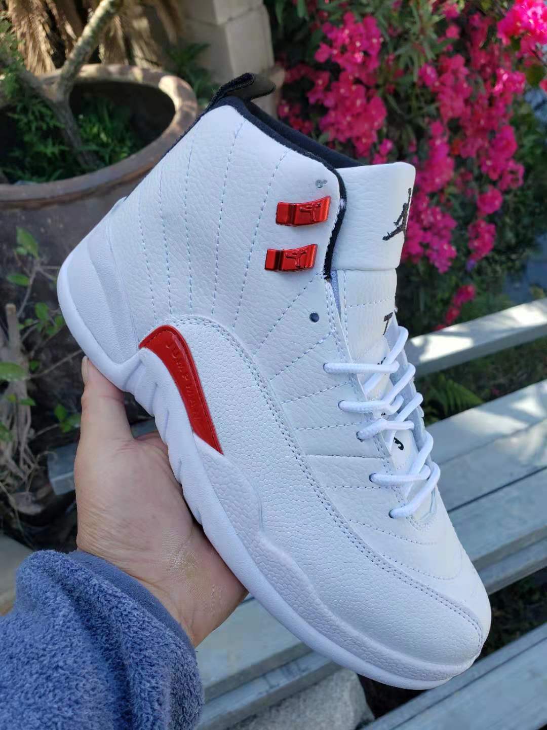 Sneakers, White Red Colorway, Lace Up Design, Casual Gift for Sneaker Fans