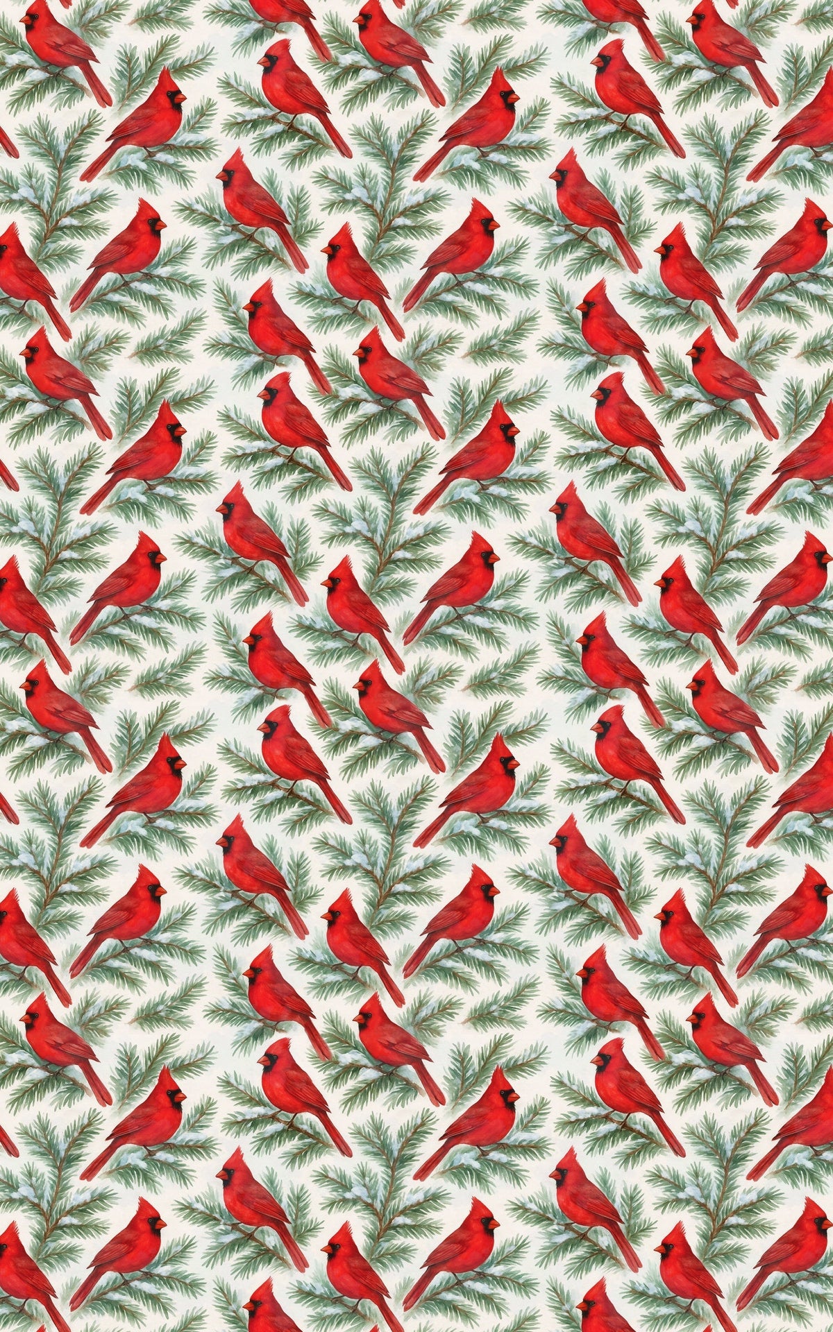 Snow Dusted Pine Branch Gift Wrap, Cardinal Wrapping Paper, Red Bird Christmas Wrapping Paper, Nature Lover Winter Holiday Wr