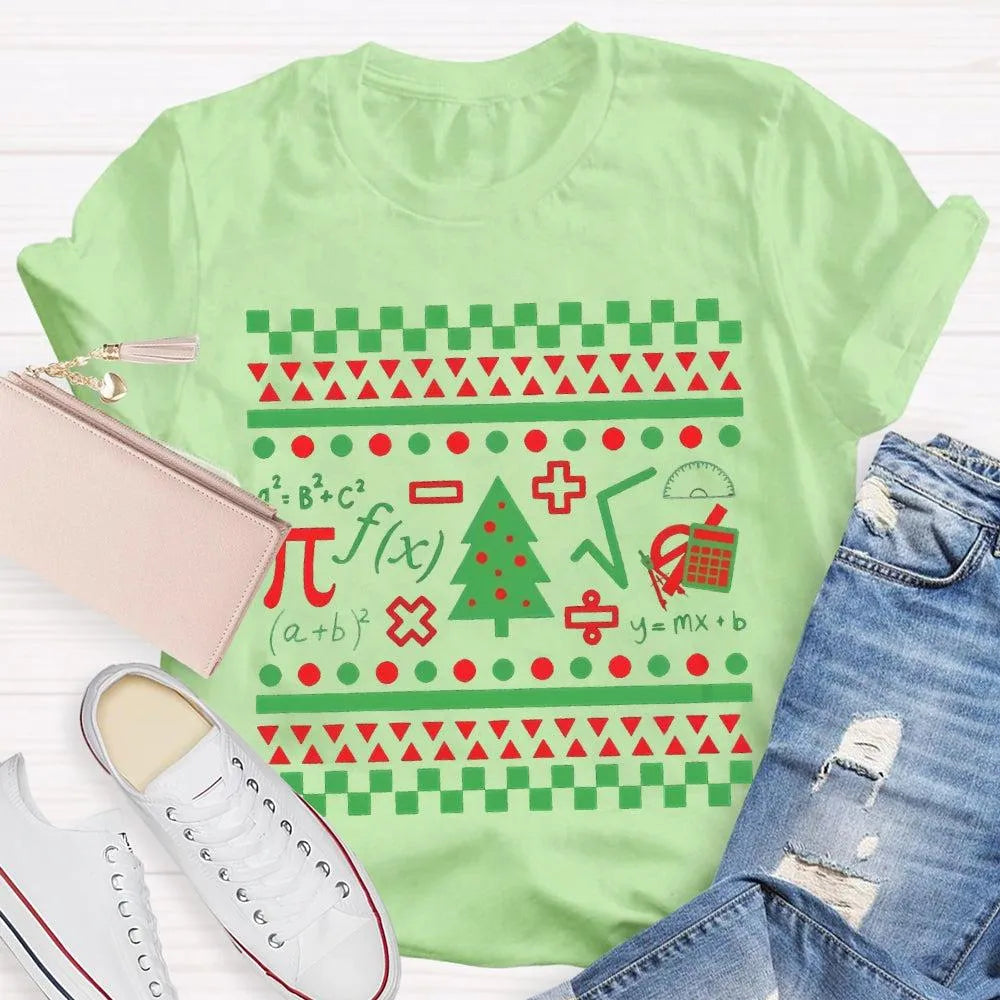 Festive STEM Holiday Teacher Tee, Math Elements Christmas Tree Shirt, Math Equations Xmas Tree Shirt, Science Teacher Christm