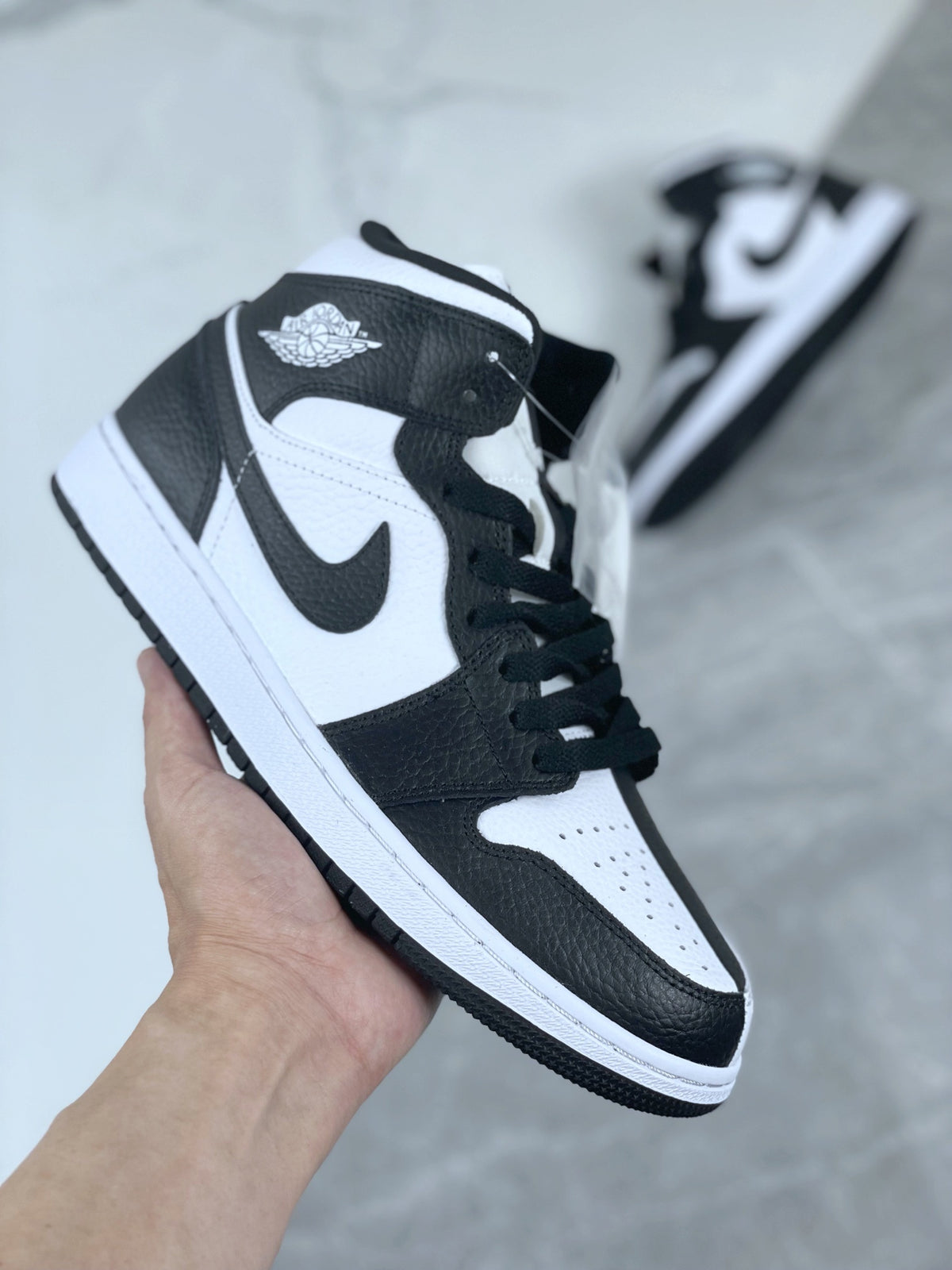 Mid Top Sneakers, White Black Colorway, Lace Up Design, Casual Gift for Sneaker Fans