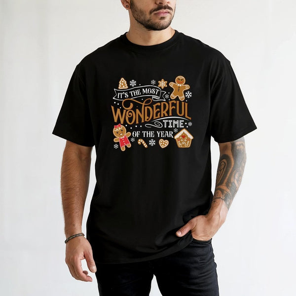 Most Wonderful Time Shirt, Gingerbread Christmas T-Shirt, Adorable Holiday Gingerbread Tee, Retro Christmas Graphic Shirt, Fe