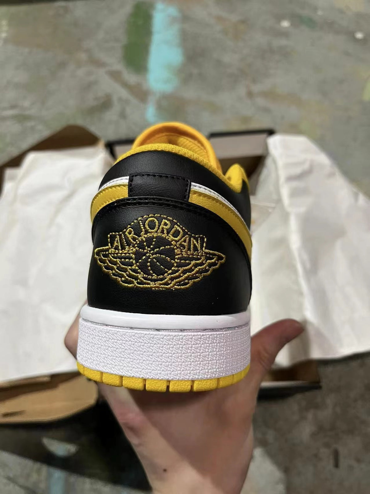 Low Top Sneakers, Black Yellow Colorway, Lace Up Design, Casual Gift for Sneaker Fans