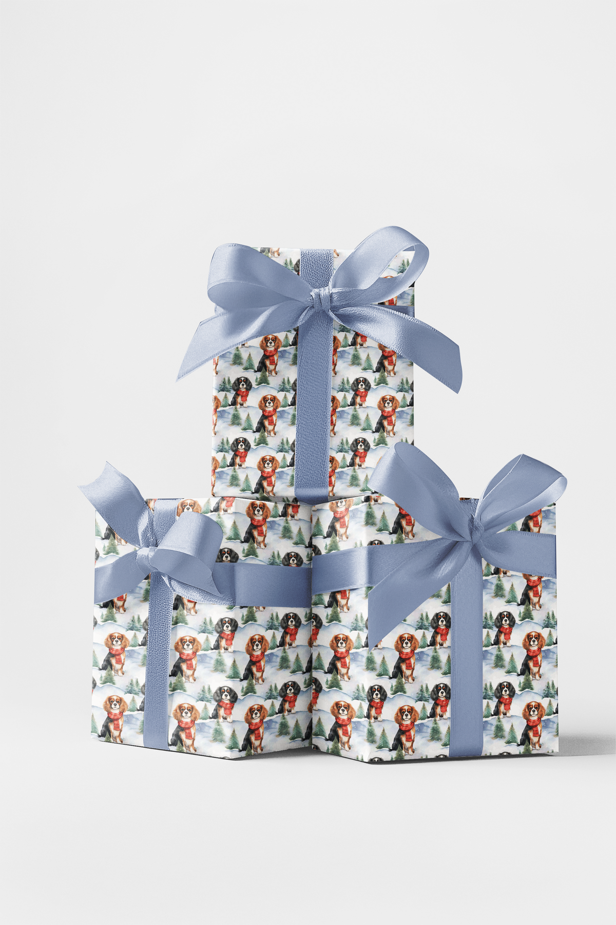 Festive Winter Dog Gift Wrap, Cavalier King Charles Spaniel Wrapping Paper, Dog Lover Christmas Wrapping Paper