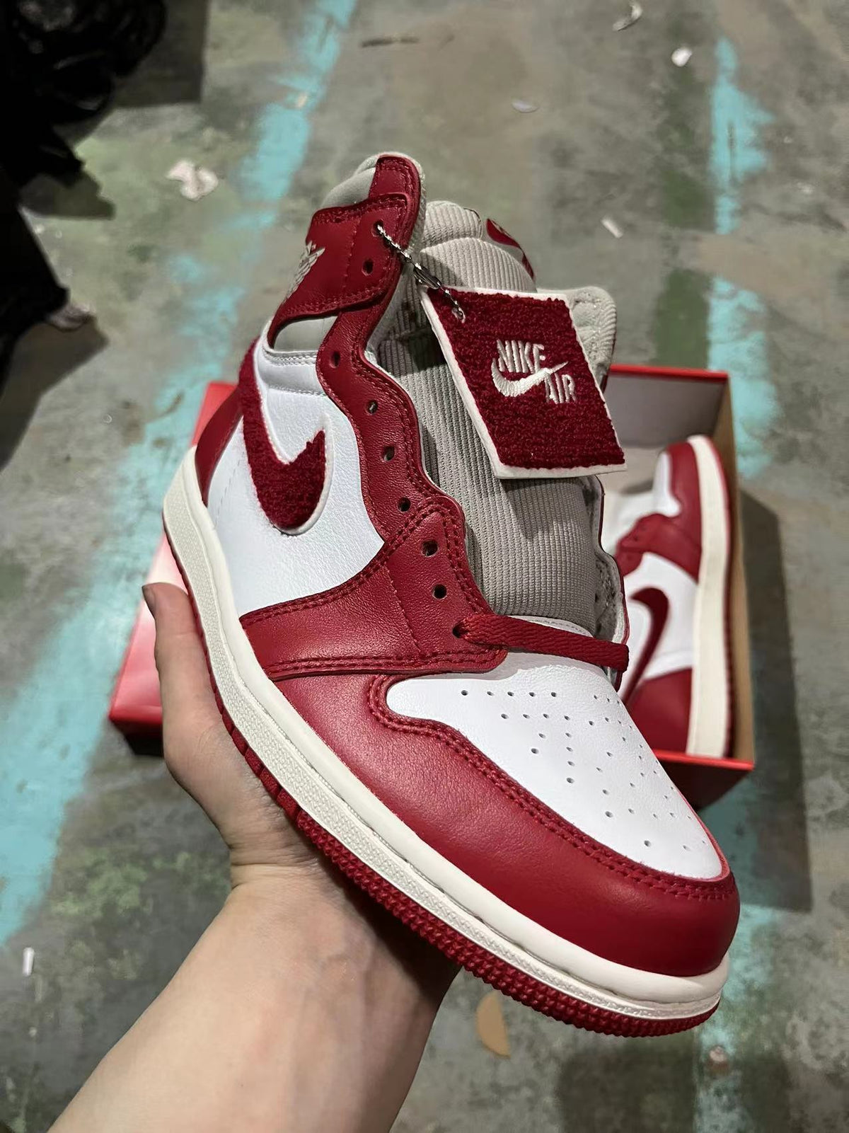 High Top Sneakers, White Red Gray Colorway, Lace Up Design, Casual Gift for Sneaker Fans