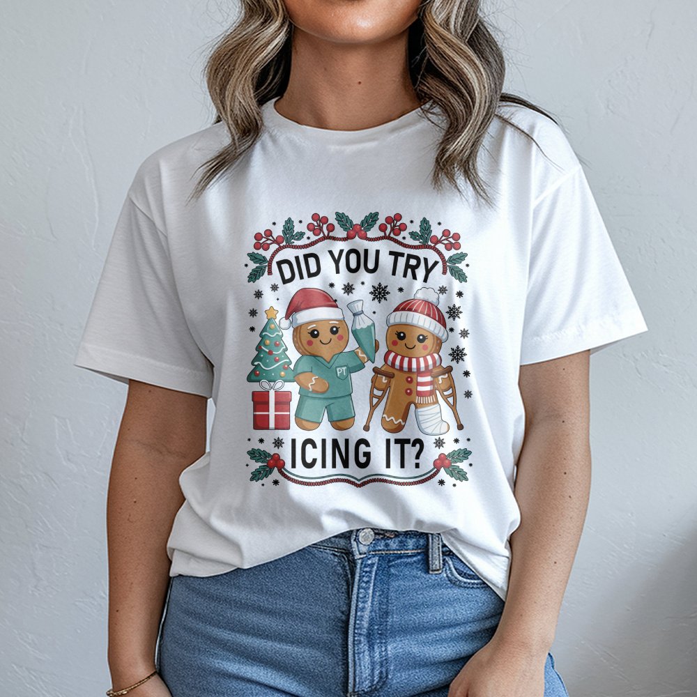 Gingerbread Icing Pun Tee, Physical Therapy Christmas T-Shirt, Humorous PT Holiday Shirt, Physical Therapist Christmas Shirt,