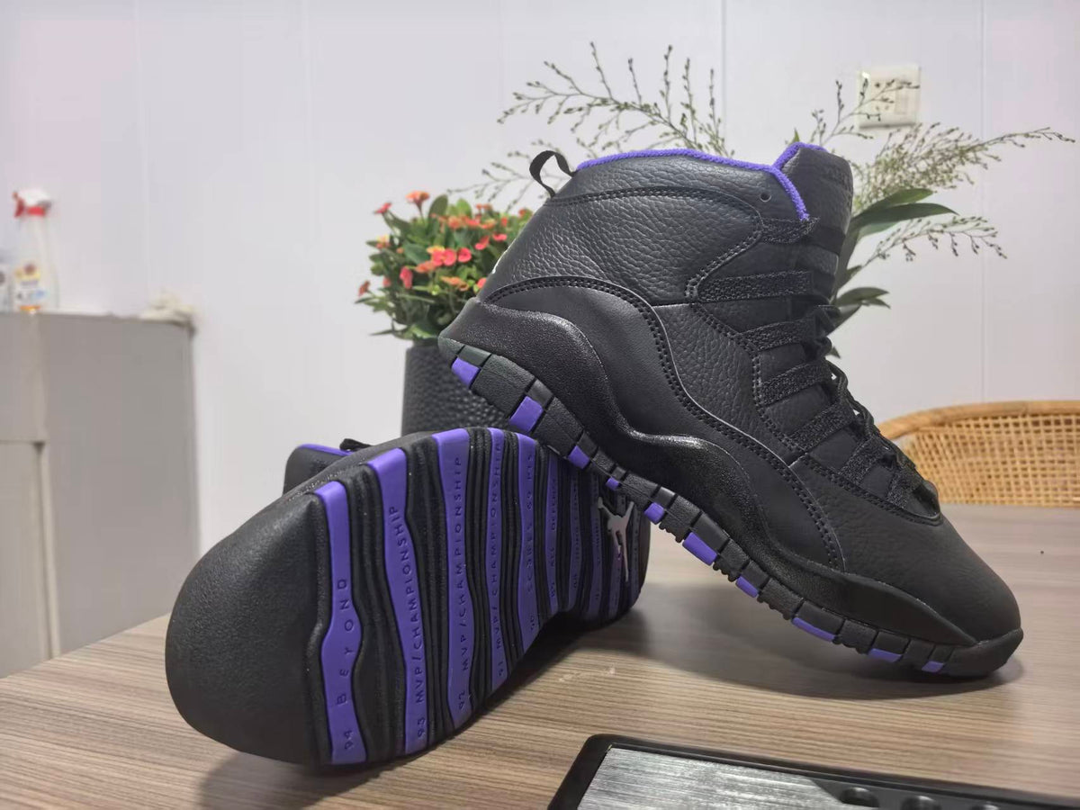 High Top Sneakers, Black Purple Colorway, Lace Up Design, Casual Gift for Sneaker Fans