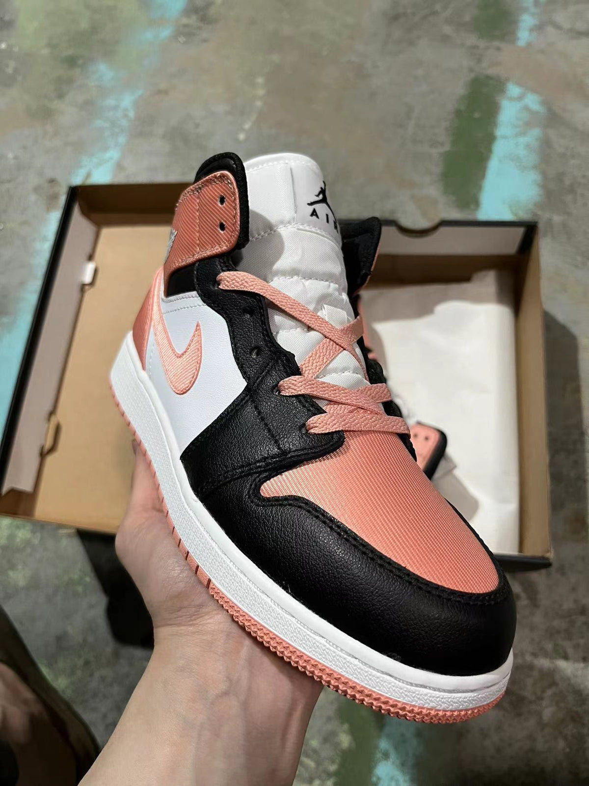 Mid Top Sneakers, White Black Pink Colorway, Lace Up Design, Casual Gift for Sneaker Fans