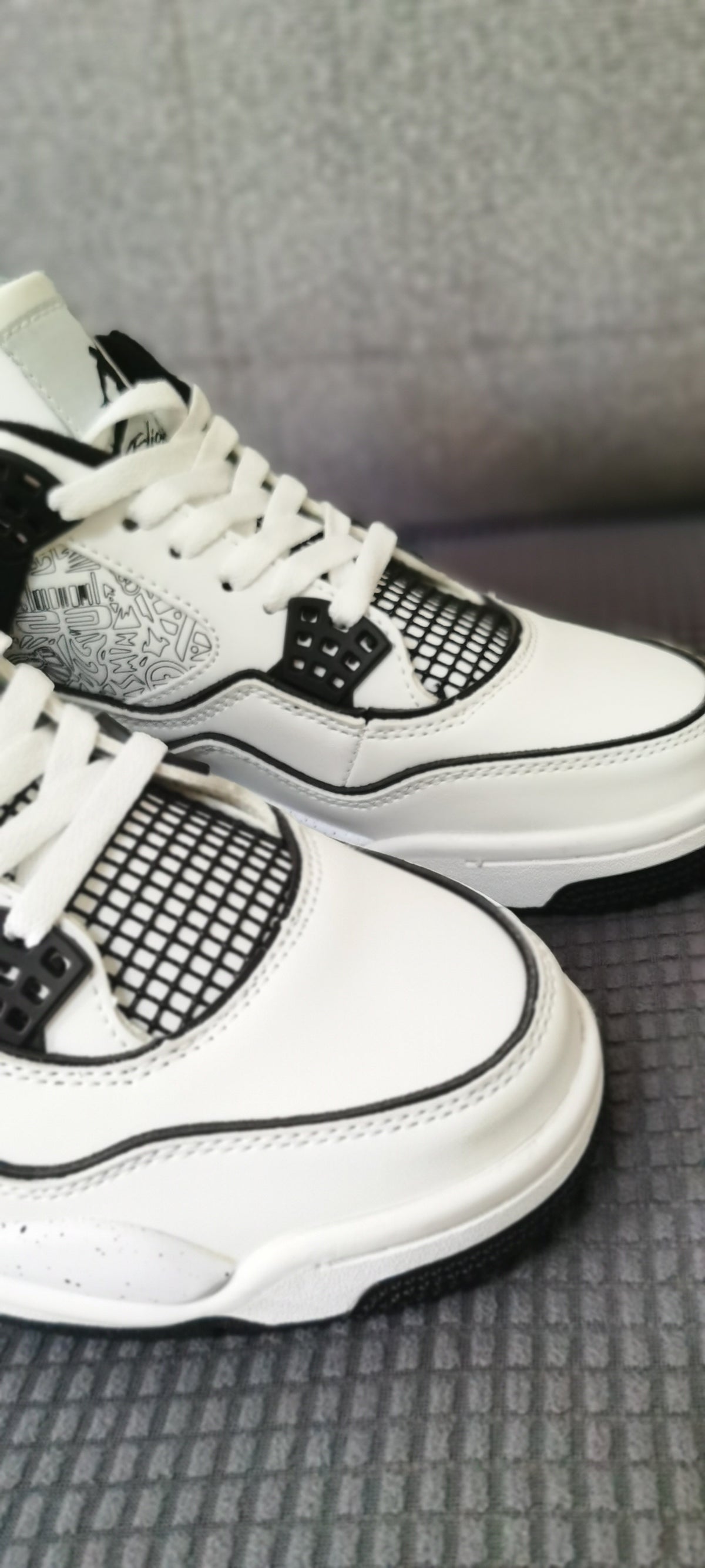 Basketball Shoes, White Black Colorway, Lace Up Design, Casual Gift for Shoe Lovers