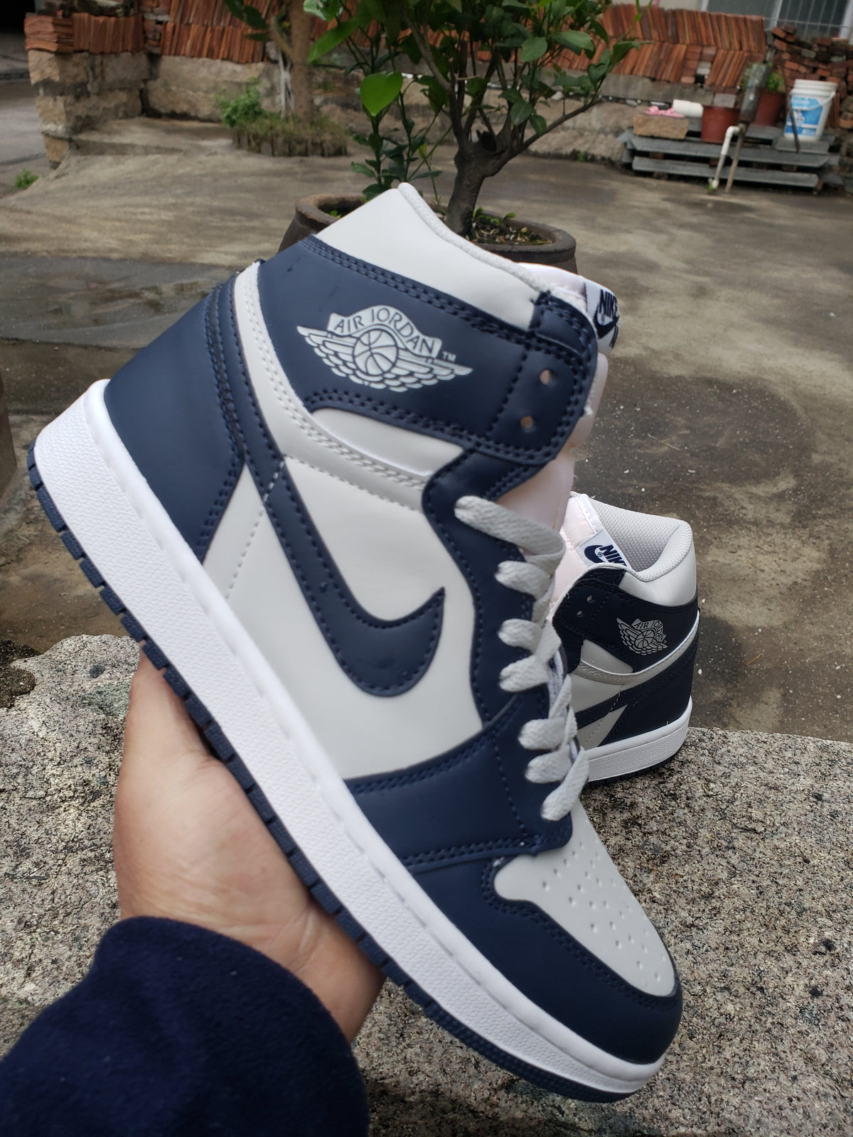 Sneakers, Navy White Colorway, Lace Up Design, Casual Gift for Sneaker Fans