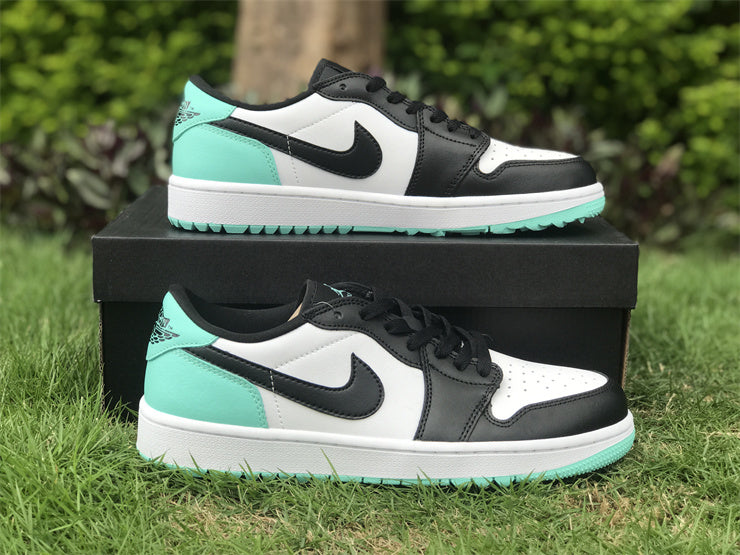 Low Top Golf Shoes, White Black Green Colorway, Lace Up Design, Casual Gift for Shoe Lovers