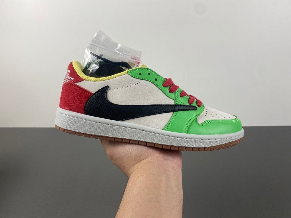 Low Top Sneakers, White Black Green Yellow Colorway, Reverse Hook Design, Lace Up Design, Casual Gift for Sneaker Fans