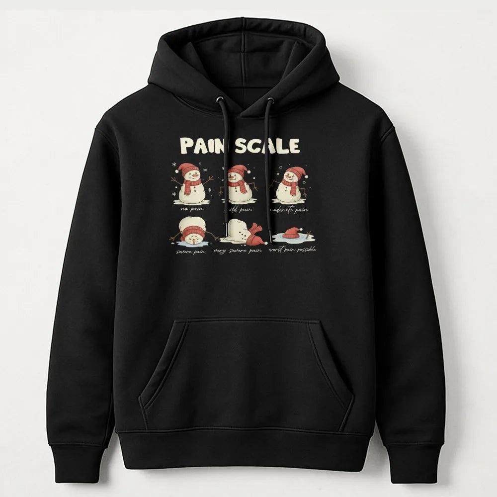 Christmas Nurse Pain Scale Hoodie, Melting Snowman Pain Scale Hoodie, Humorous Medical Holiday Hooded Sweatshirt, Adorable Xm