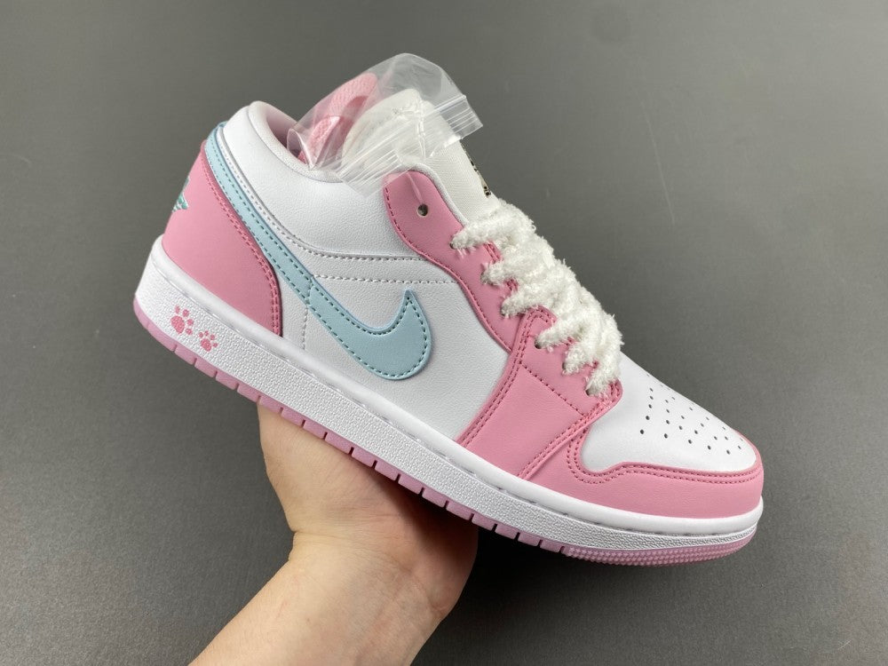 Low Top Sneakers, White Pink Colorway, Lace Up Design, Casual Gift for Sneaker Fans
