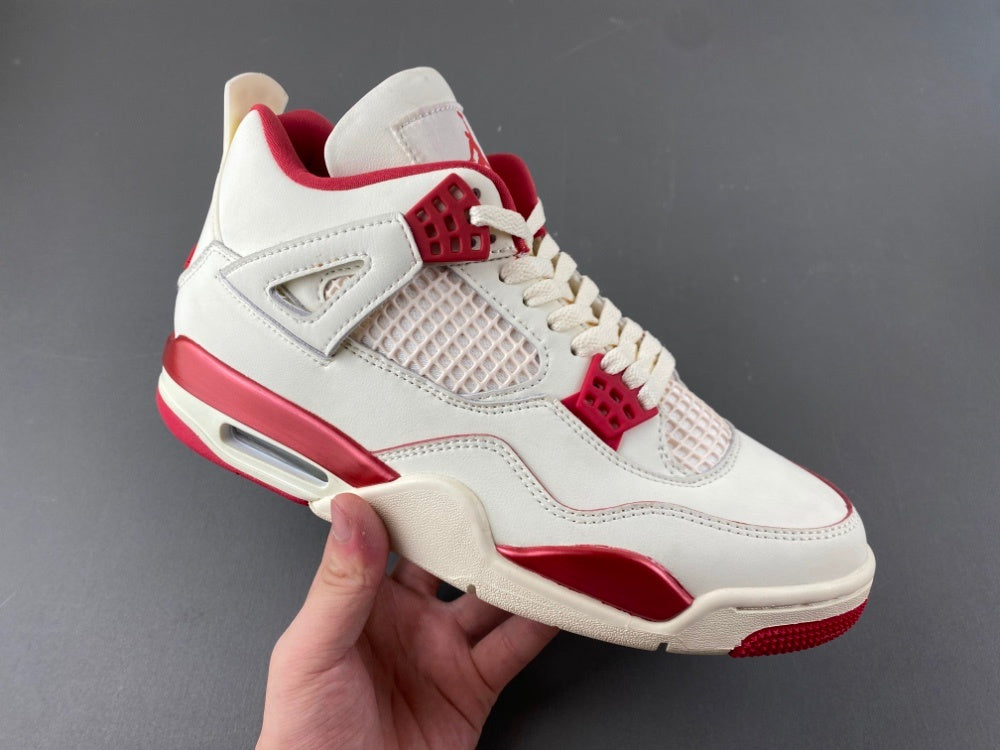 Low Top Sneakers, Off White Red Colorway, Leather Footwear, Lace Up Design, Casual Gift for Sneaker Fans