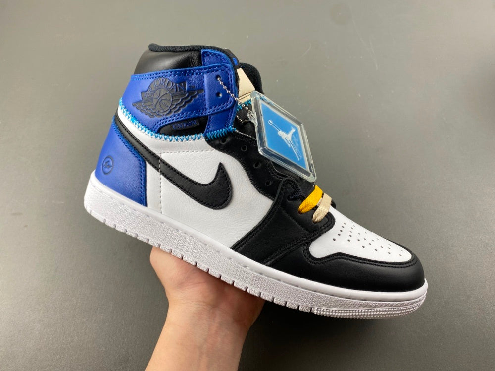 High Top Sneakers, White Black Blue Colorway, Lace Up Design, Casual Gift for Sneaker Fans