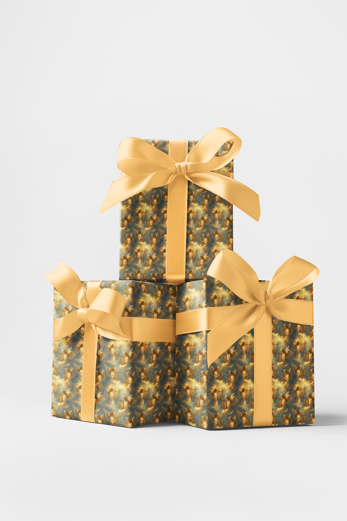Religious Holiday Gift Wrap, Angel Choir Christmas Wrapping Paper, Elegant Church Present Paper, Traditional Xmas Gift Wrappi
